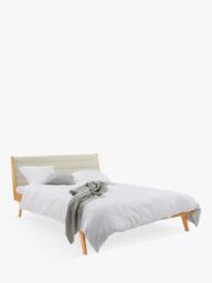 John Lewis X-Ray Upholstered Oak Wood Bed Frame, Double, Mandarin - thumbnail 5