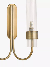John Lewis Fluted Glass 2 Arm Wall Light, Brass - thumbnail 5
