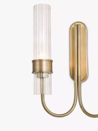 John Lewis Fluted Glass 2 Arm Wall Light, Brass - thumbnail 4
