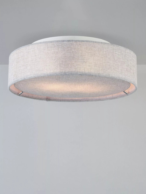 John Lewis Samantha Linen Semi Flush Ceiling Light, Grey - image 1