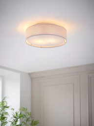 John Lewis Samantha Linen Semi Flush Ceiling Light, Grey - thumbnail 6