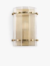 John Lewis Textured Glass Wall Light, Antique Brass - thumbnail 2