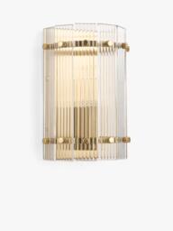 John Lewis Textured Glass Wall Light, Antique Brass - thumbnail 3
