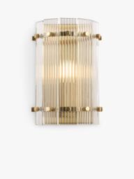 John Lewis Textured Glass Wall Light, Antique Brass - thumbnail 1