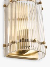 John Lewis Textured Glass Wall Light, Antique Brass - thumbnail 5