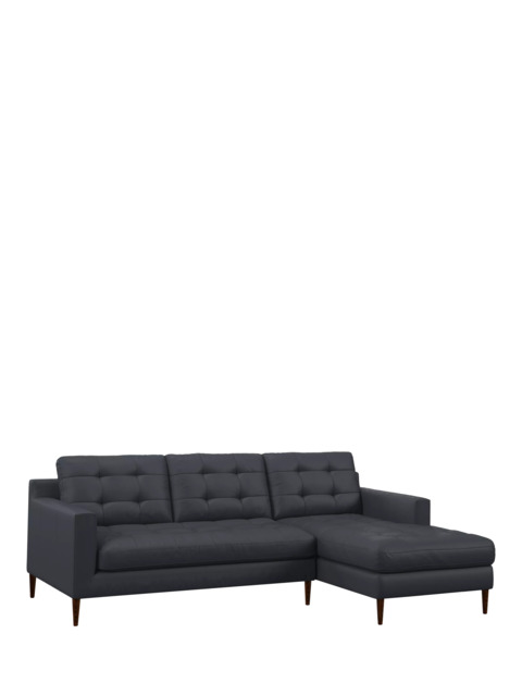 John Lewis Draper II RHF Chaise Leather Sofa, Dark Leg - image 1