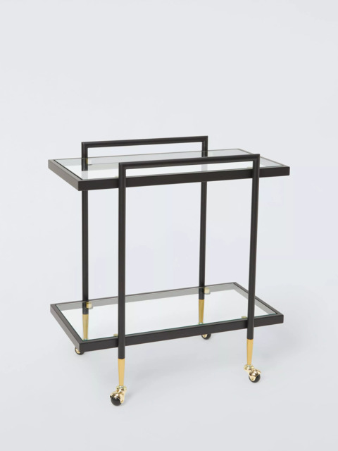 John Lewis + Swoon Cole Glass Bar Cart, Black