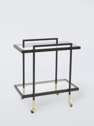 John Lewis + Swoon Cole Glass Bar Cart, Black