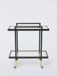 John Lewis + Swoon Cole Glass Bar Cart, Black - thumbnail 2
