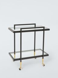 John Lewis + Swoon Cole Glass Bar Cart, Black