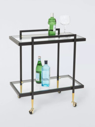 John Lewis + Swoon Cole Glass Bar Cart, Black - thumbnail 3