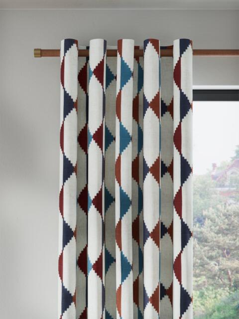 John Lewis Stack Embroidery Pair Lined Eyelet Curtains, Burnt Umber - image 1