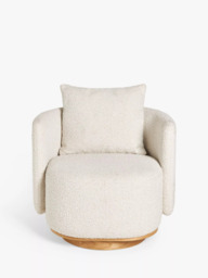 John Lewis Piro Swivel Armchair, Cream Natural Boucle - thumbnail 1