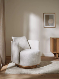 John Lewis Piro Swivel Armchair, Cream Natural Boucle - thumbnail 3