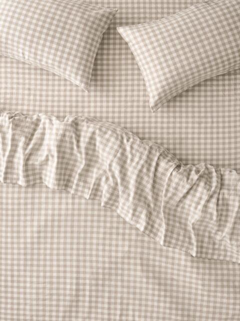 Piglet in Bed Gingham Linen Blend Bedding, Oatmeal - image 1
