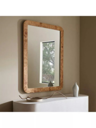 West Elm Burled Wood Wall Mirror, 91 x 61cm, Oak Effect - thumbnail 2