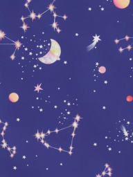 John Lewis Glow in the Dark Constellation Print Pencil Pleat Blackout Children's Curtains, Blue - thumbnail 2