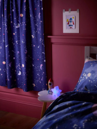 John Lewis Glow in the Dark Constellation Print Pencil Pleat Blackout Children's Curtains, Blue - thumbnail 6