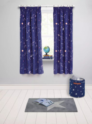 John Lewis Glow in the Dark Constellation Print Pencil Pleat Blackout Children's Curtains, Blue - thumbnail 3