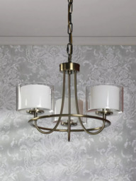 Laura Ashley Southwell 3 Arm Ceiling Chandelier, Metallic Brass - thumbnail 3