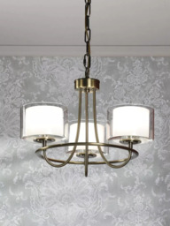 Laura Ashley Southwell 3 Arm Ceiling Chandelier, Metallic Brass - thumbnail 2
