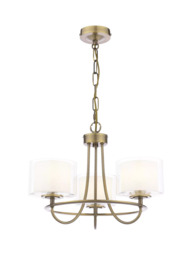 Laura Ashley Southwell 3 Arm Ceiling Chandelier, Metallic Brass - thumbnail 1