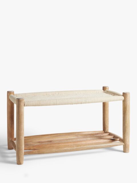 John Lewis Woven Top Shoe Bench, Natural / White - image 1