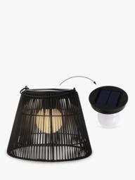 Kaemingk Solar Powered Outdoor Wicker Lantern, Black - thumbnail 4