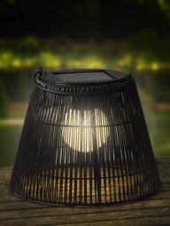 Kaemingk Solar Powered Outdoor Wicker Lantern, Black - thumbnail 2