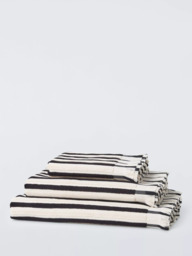 John Lewis Fringed Edge Stripe Towels, Black And Cream
