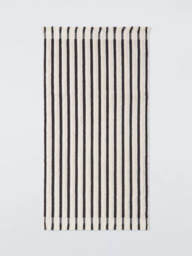 John Lewis Fringed Edge Stripe Towels, Black And Cream - thumbnail 4
