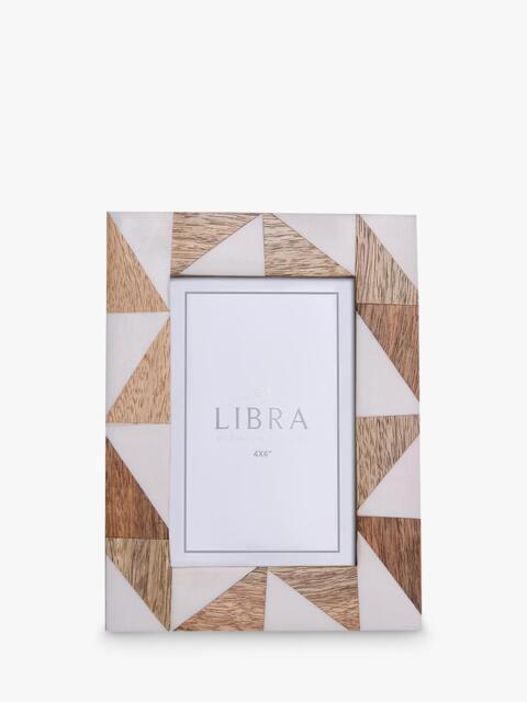 Libra Interiors Geometric Mango Wood Photo Frame, Brown - image 1