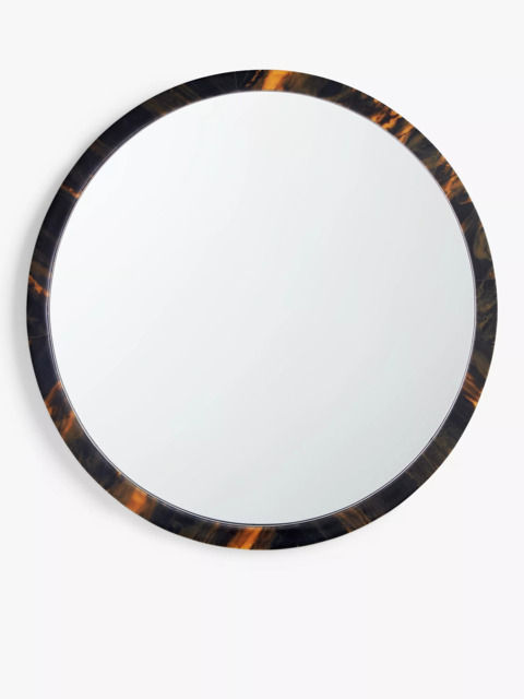 John Lewis Tortoiseshell Effect Round Wall Mirror, 60cm, Brown