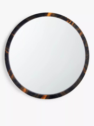 John Lewis Tortoiseshell Effect Round Wall Mirror, 60cm, Brown - thumbnail 1