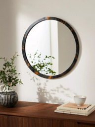 John Lewis Tortoiseshell Effect Round Wall Mirror, 60cm, Brown - thumbnail 3