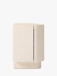 West Elm Solstice Painted Raffia 1 Door Bedside Table, Whitewash - thumbnail 6