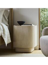 West Elm Solstice Painted Raffia 1 Door Bedside Table, Whitewash - thumbnail 2