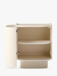 West Elm Solstice Painted Raffia 1 Door Bedside Table, Whitewash - thumbnail 5