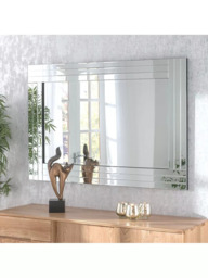 Yearn Bevelled Glass Rows Rectangular Frame Wall Mirror, Clear/Black - thumbnail 2
