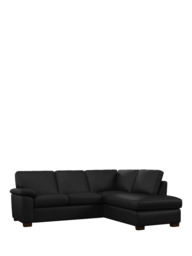 John Lewis Camden RHF Chaise Corner Leather Sofa, Dark Leg