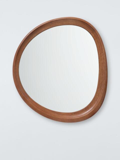 John Lewis Mid Century Circle Wood Wall Mirror, 69 x 62cm, Walnut - image 1