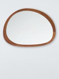 John Lewis Mid Century Circle Wood Wall Mirror, 69 x 62cm, Walnut - thumbnail 5