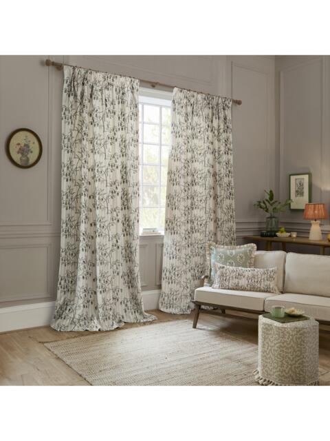 Sanderson Chinese Lanterns Pair Lined Pencil Pleat Curtains, Linen - image 1