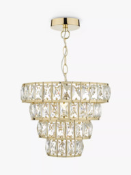 Där Cerys Crystal Chandelier Ceiling Light, Gold - thumbnail 1