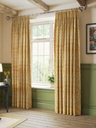 John Lewis x Sanderson Tamizart Pair Lined Pencil Pleat Curtains, Ochre - thumbnail 4