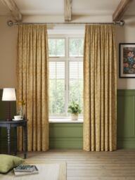 John Lewis x Sanderson Tamizart Pair Lined Pencil Pleat Curtains, Ochre - thumbnail 2