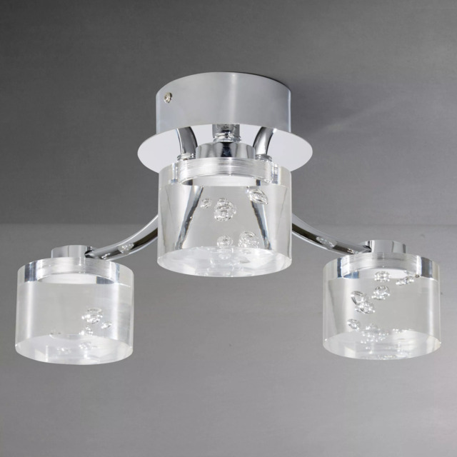John Lewis Lawrence LED Bubble Flush Ceiling Light, 3 Light, Clear/Silver - image 1