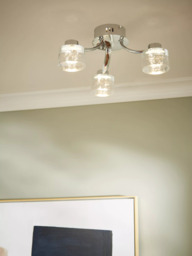 John Lewis Lawrence LED Bubble Flush Ceiling Light, 3 Light, Clear/Silver - thumbnail 2