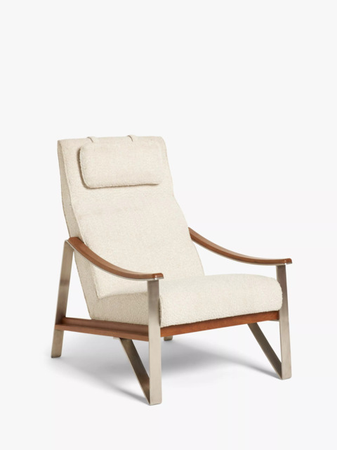 John Lewis Tilt High Back Armchair, Dark/Metallic Leg, Natural Boucle - image 1