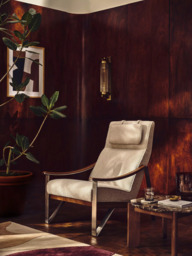 John Lewis Tilt High Back Armchair, Dark/Metallic Leg, Natural Boucle - thumbnail 4